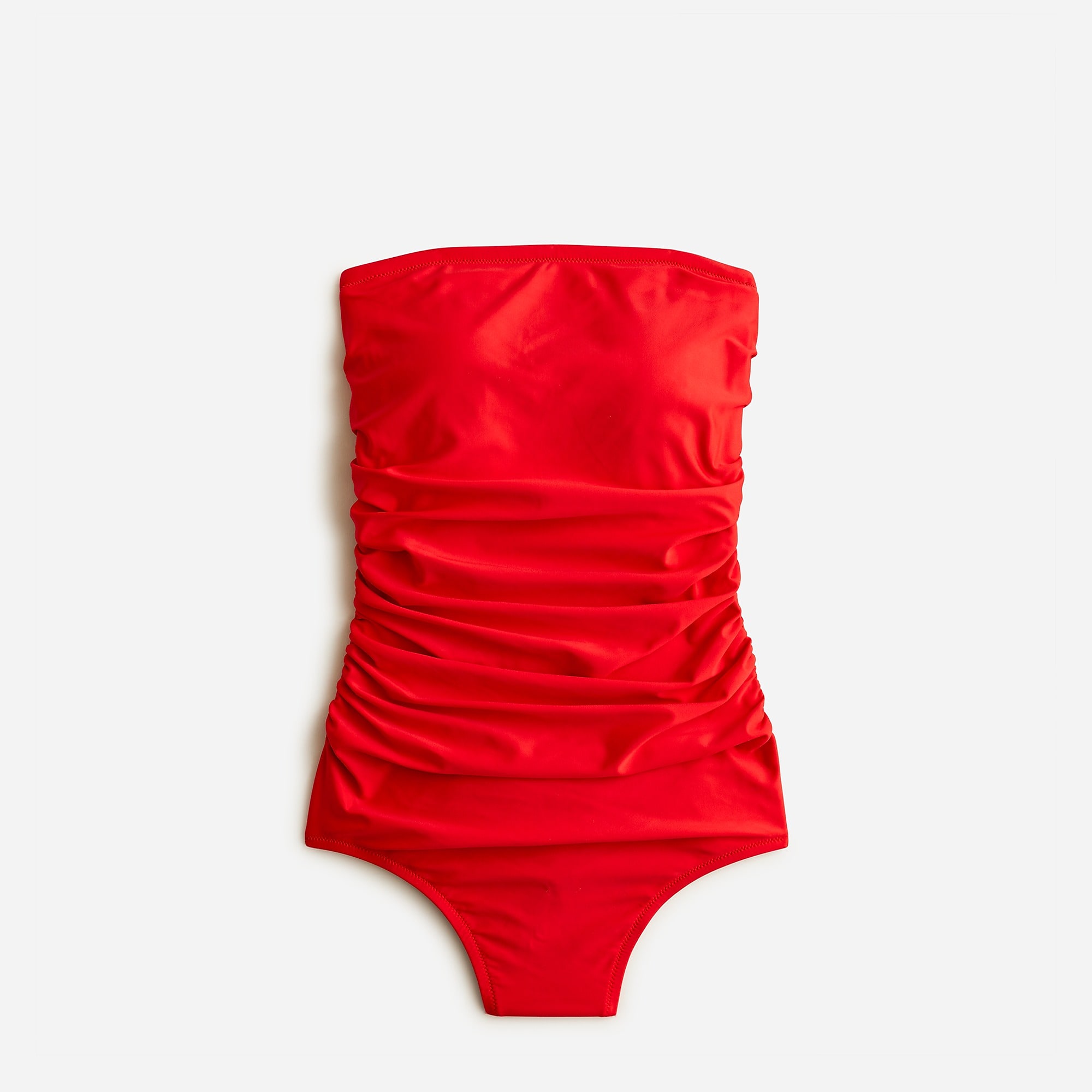 Bright Cerise J.Crew Ruched bandeau one-piece swimsuit | J.Crew Factory | RXWDM1864