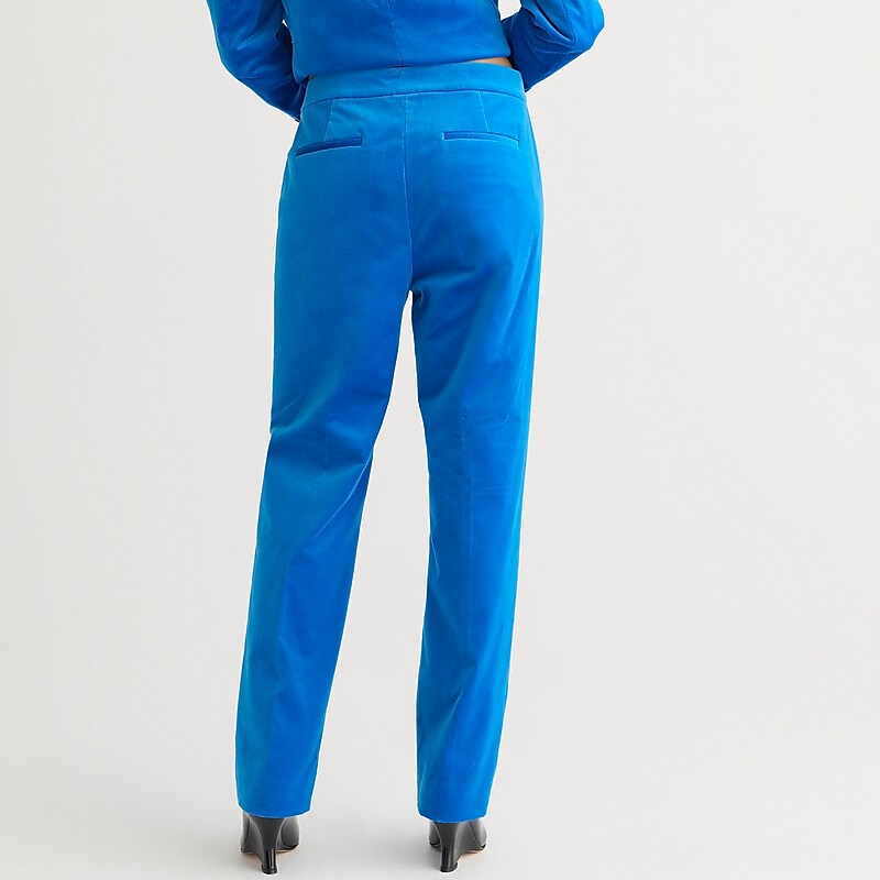 Brilliant Cobalt J.Crew Kate straight-leg pant in stretch velvet | J.Crew Factory | WONJI0931