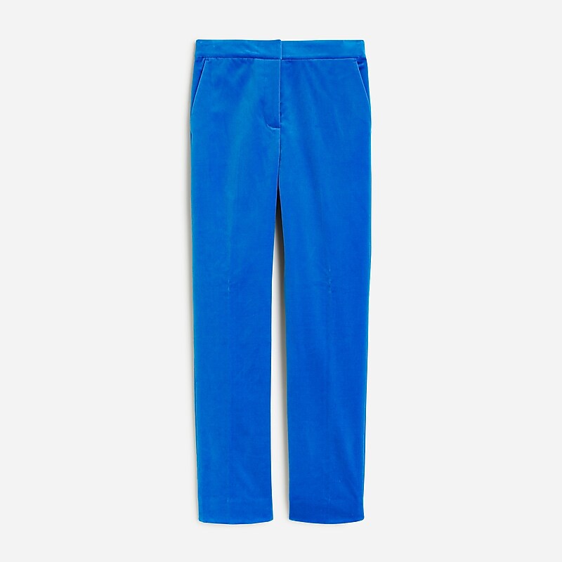 Brilliant Cobalt J.Crew Kate straight-leg pant in stretch velvet | J.Crew Factory | WONJI0931