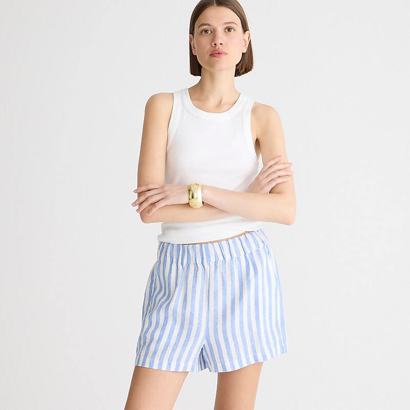 Brilliant Ocean White S J.Crew Tropez short in linen | J.Crew Factory | TIOJU1538