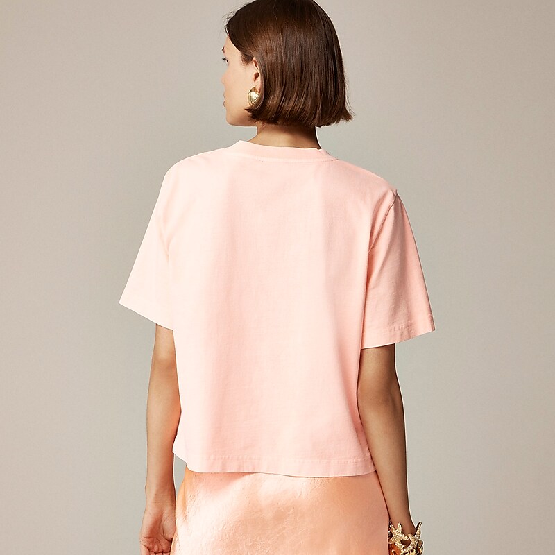 Brilliant Peony J.Crew Relaxed premium-weight cropped T-shirt | J.Crew Factory | ARZKO3847