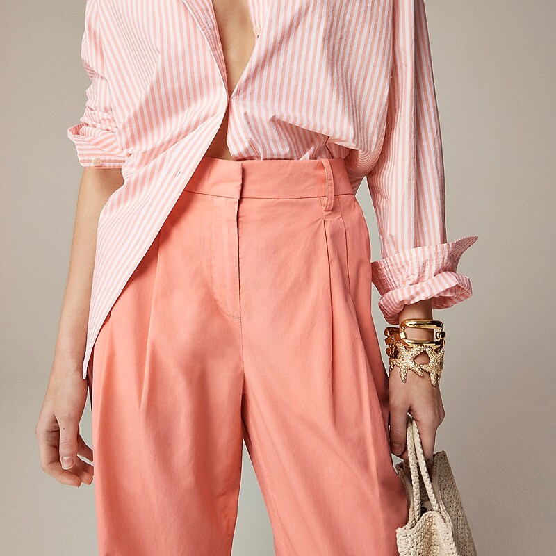 Brilliant Peony J.Crew Wide-leg essential pant in cotton poplin | J.Crew Factory | XJSKP3812