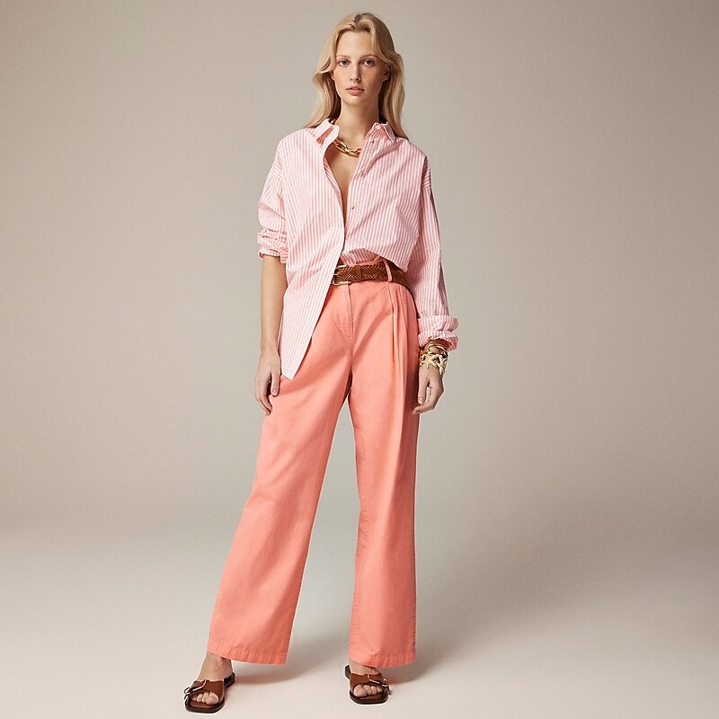 Brilliant Peony J.Crew Wide-leg essential pant in cotton poplin | J.Crew Factory | XJSKP3812