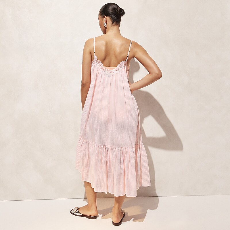 Brilliant Peony Stripe J.Crew Ruffle beach dress airy gauze | J.Crew Factory | QDKUL7038