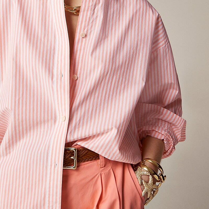 Brilliant Peony Stripe J.Crew Étienne oversized shirt in striped cotton poplin | J.Crew Factory | GMDUA7325