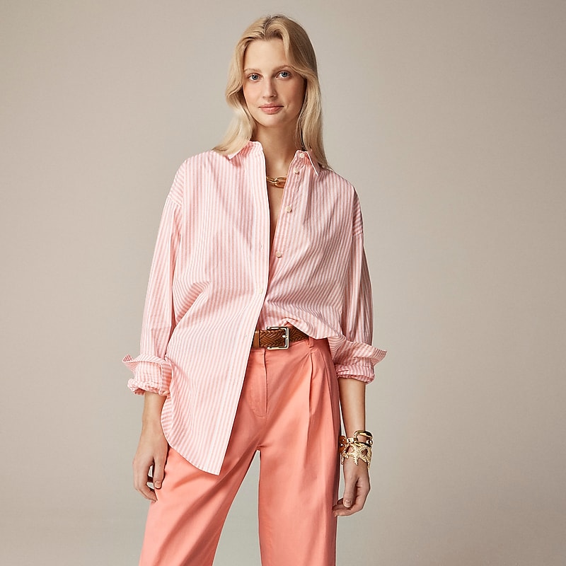 Brilliant Peony Stripe J.Crew Étienne oversized shirt in striped cotton poplin | J.Crew Factory | GMDUA7325