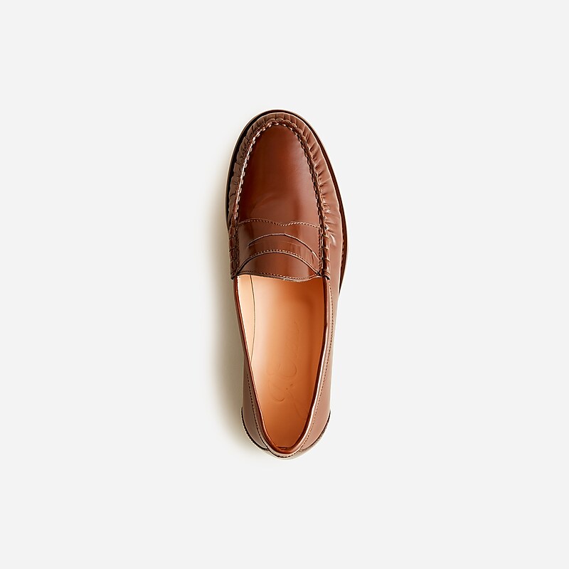 Brown J.Crew Winona penny loafers in spazzolato leather | J.Crew Factory | ZYLSV4761