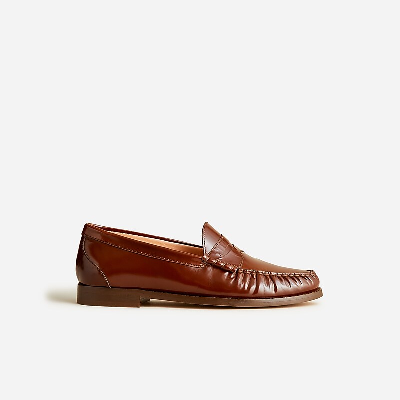 Brown J.Crew Winona penny loafers in spazzolato leather | J.Crew Factory | ZYLSV4761