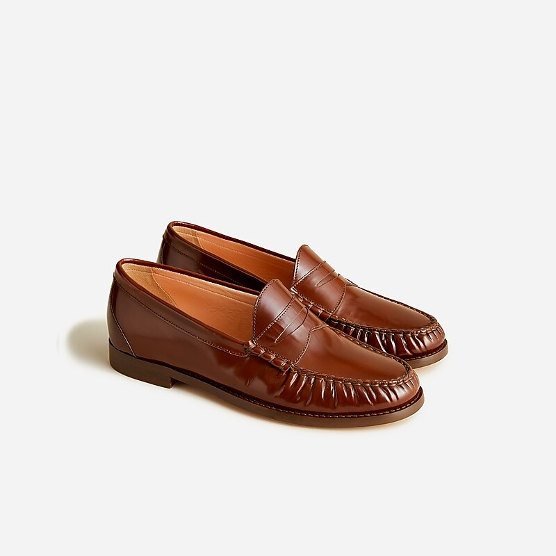 Brown J.Crew Winona penny loafers in spazzolato leather | J.Crew Factory | ZYLSV4761