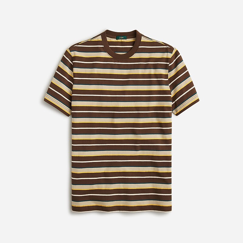 Brown Khaki Kurt Stripe J.Crew Relaxed premium-weight cotton T-shirt | J.Crew Factory | BASKJ6740