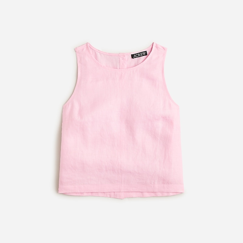 Bubblegum J.Crew Maxine button-back top in linen | J.Crew Factory | RYJGE6920