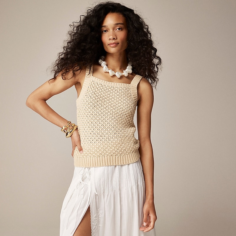 Buff Clay J.Crew Basket-stitch sweater-tank | J.Crew Factory | XZCTA1970