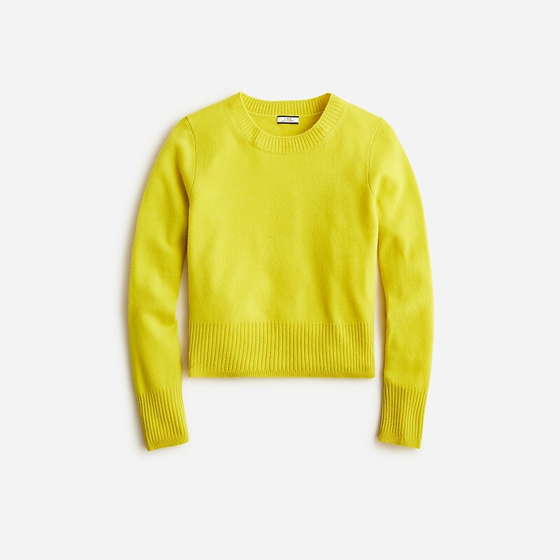 Burnished Chartreuse J.Crew Cashmere shrunken crewneck sweater | J.Crew Factory | UNDRI0361