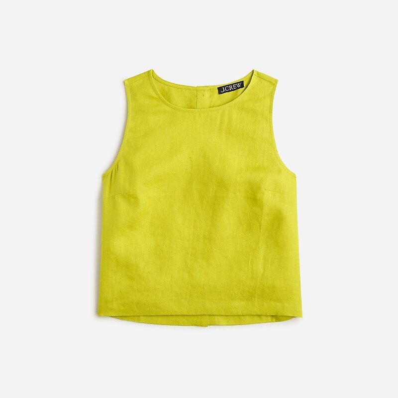 Burnished Chartreuse J.Crew Maxine button-back top in linen | J.Crew Factory | KJGXZ7384