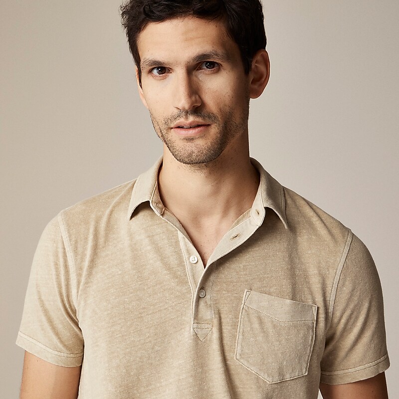 Burnished Khaki J.Crew Hemp-organic cotton blend polo shirt | J.Crew Factory | QNVFW7492