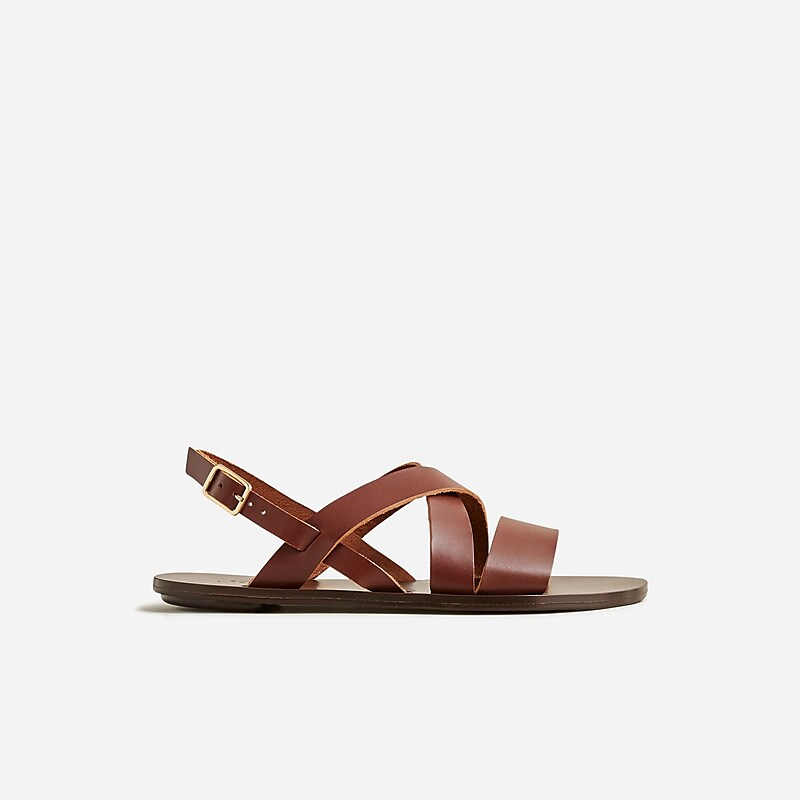 Burnished Sienna J.Crew Carsen made-in-Italy slingback sandals in leather | J.Crew Factory | QJVYB0348