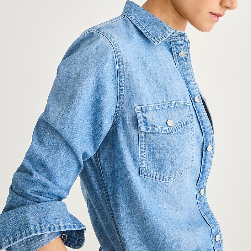 Callie Wash J.Crew Wren slim western chambray shirt | J.Crew Factory | ALWVP9045