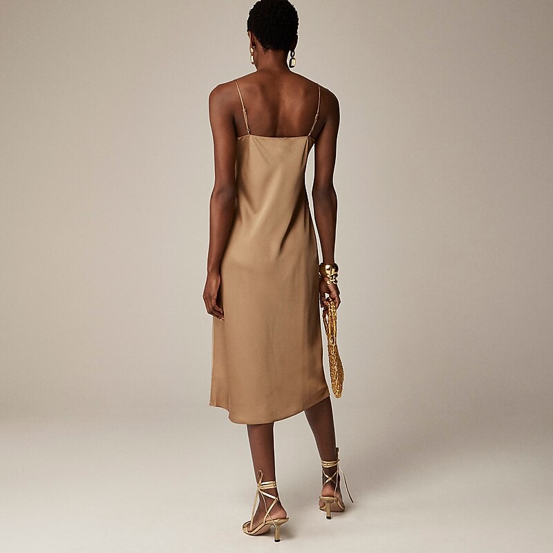 Camel J.Crew Gwyneth slip dress luster charmeuse | J.Crew Factory | NIQUY6348