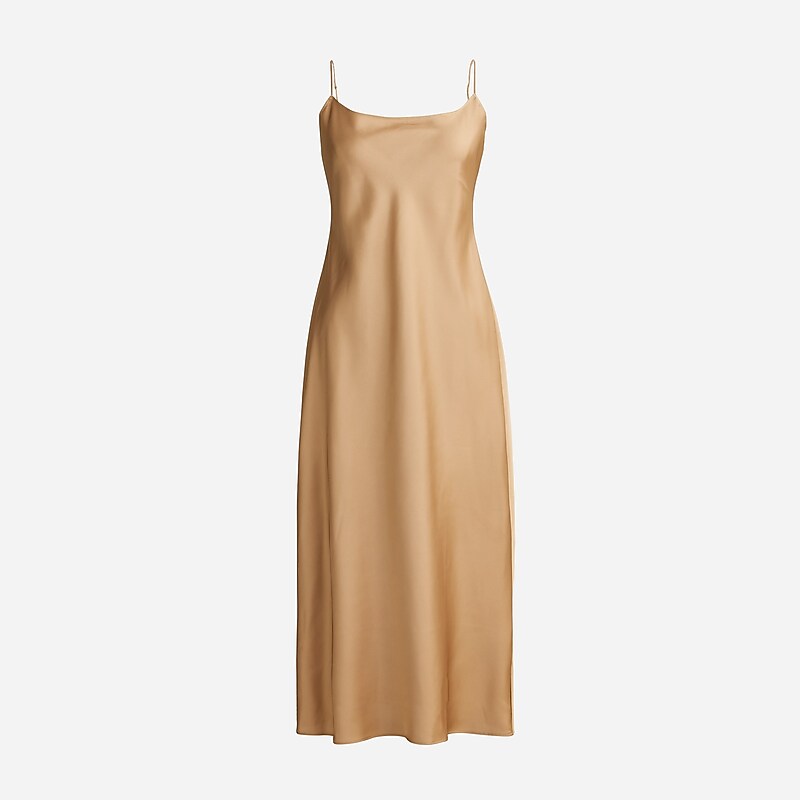 Camel J.Crew Gwyneth slip dress luster charmeuse | J.Crew Factory | NIQUY6348