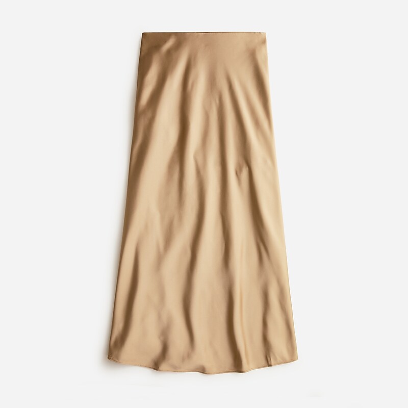 Camel J.Crew Gwyneth slip skirt in floral luster charmeuse | J.Crew Factory | LVWAU9532