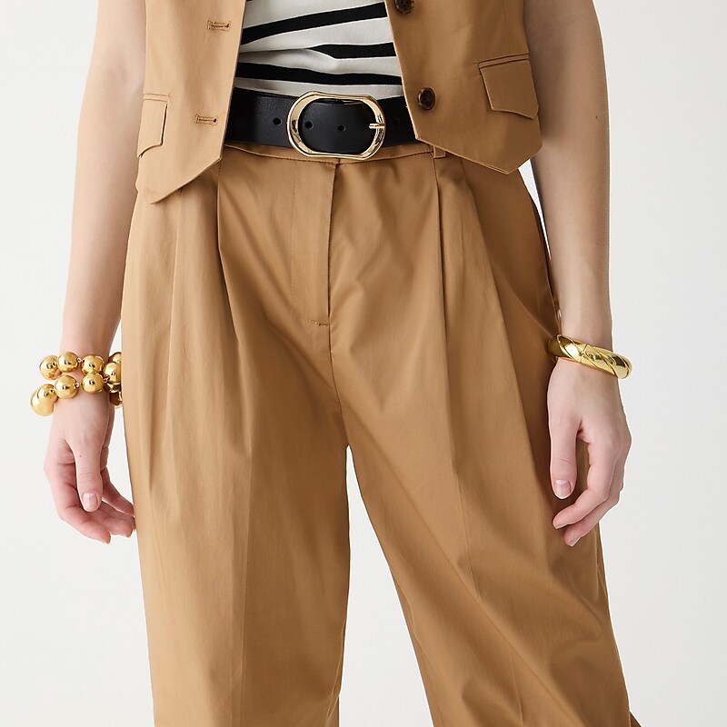 Camel J.Crew Wide-leg essential pant in lightweight chino | J.Crew Factory | NXUKQ5496