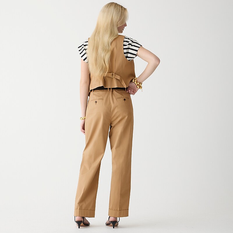 Camel J.Crew Wide-leg essential pant in lightweight chino | J.Crew Factory | NXUKQ5496