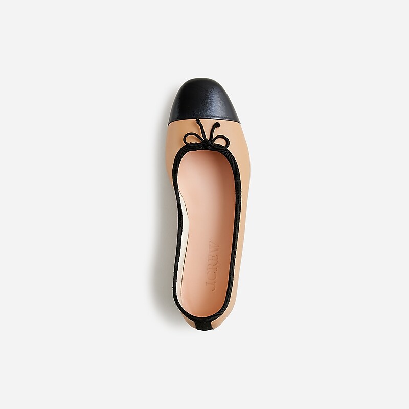 Camel J.Crew Zoe cap toe ballet flats in leather | J.Crew Factory | FBKAN8419