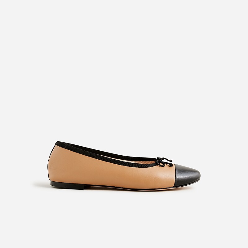 Camel J.Crew Zoe cap toe ballet flats in leather | J.Crew Factory | FBKAN8419