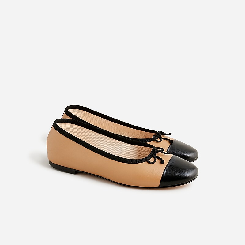 Camel J.Crew Zoe cap toe ballet flats in leather | J.Crew Factory | FBKAN8419