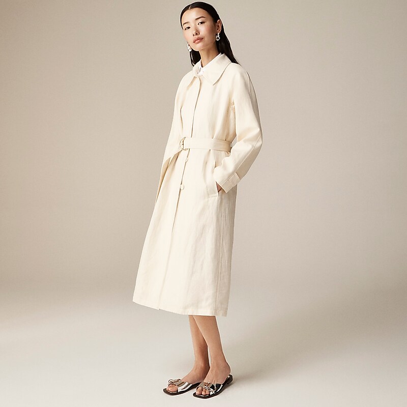 Candle White J.Crew Collection lightweight trench coat in linen-cupro blend | J.Crew Factory | ARVOE2061