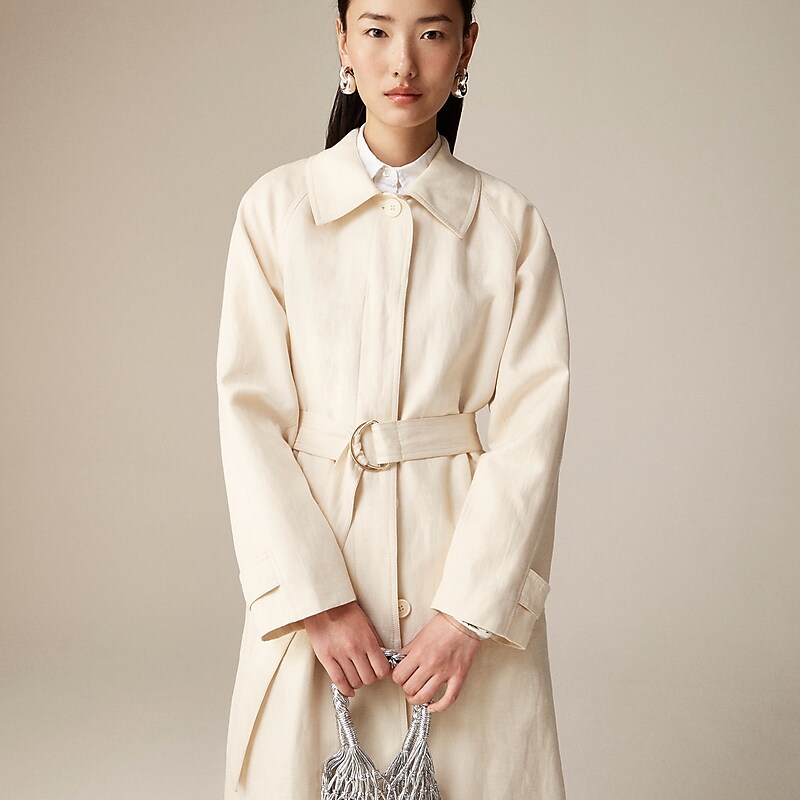 Candle White J.Crew Collection lightweight trench coat in linen-cupro blend | J.Crew Factory | ARVOE2061