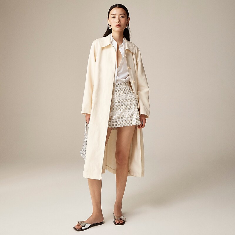 Candle White J.Crew Collection lightweight trench coat in linen-cupro blend | J.Crew Factory | ARVOE2061