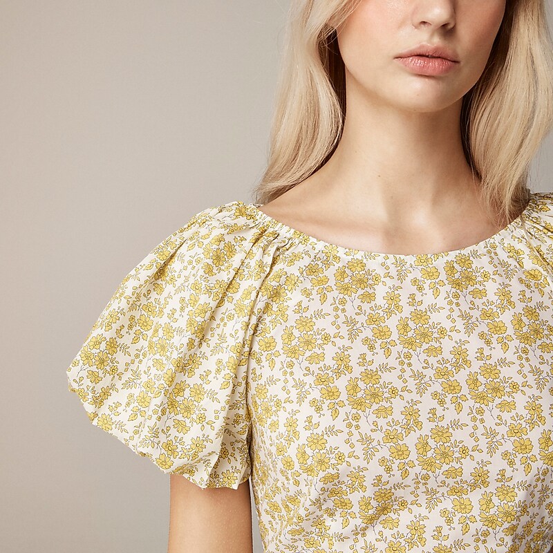 Capel Yellow J.Crew Fitted puff-sleeve top in Liberty™ Capel fabric | J.Crew Factory | IRVYH7138