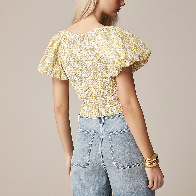 Capel Yellow J.Crew Fitted puff-sleeve top in Liberty™ Capel fabric | J.Crew Factory | IRVYH7138