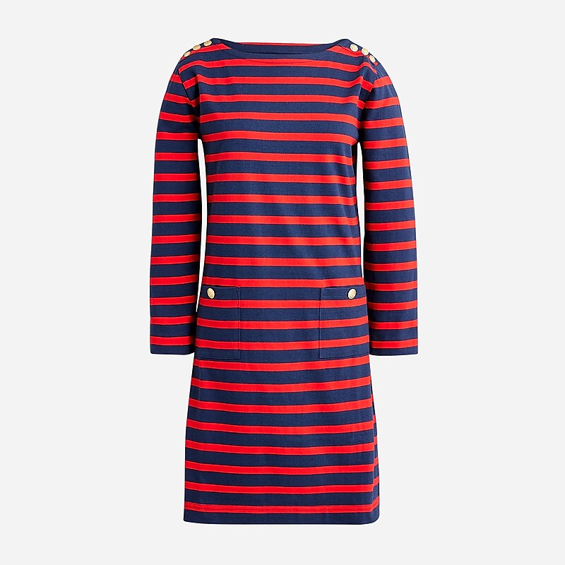 Carter Stripe Evening R J.Crew Mariner cloth shirtdress with gold buttons | J.Crew Factory | XJSDE1824