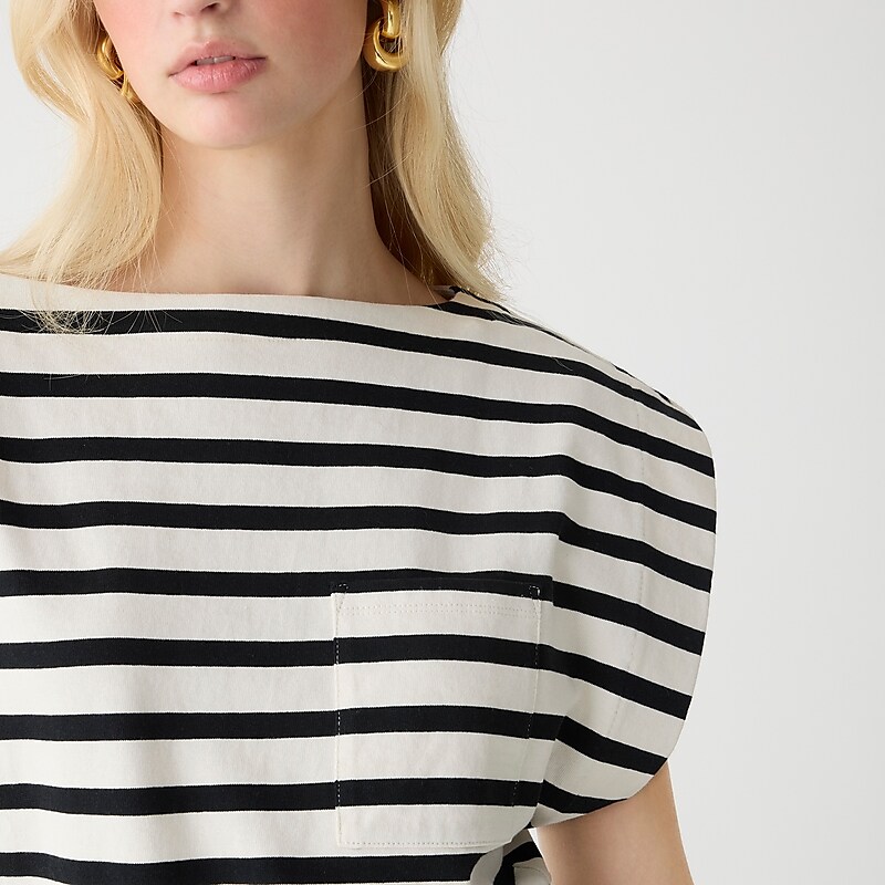 Carter Stripe J.Crew Boatneck muscle T-shirt mariner cotton | J.Crew Factory | YPGDO3425