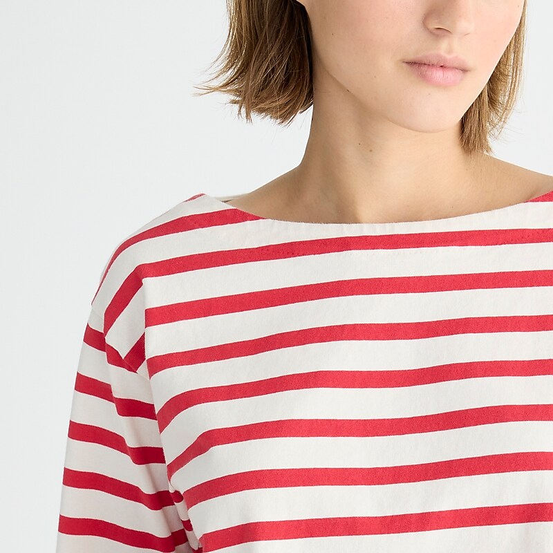 Carter Stripe Natural R J.Crew Cropped boatneck T-shirt in mariner cotton | J.Crew Factory | CQTLB0428