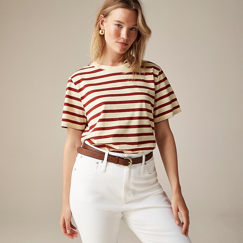 Carter Stripe Sands Bur J.Crew Pima cotton relaxed T-shirt | J.Crew Factory | YWBDR9407