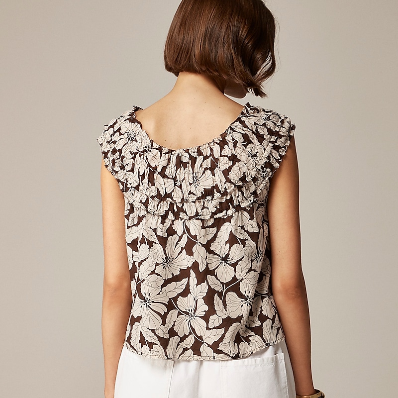 Chocolate Floral J.Crew Rosalie top in cotton voile | J.Crew Factory | EKRWA7690