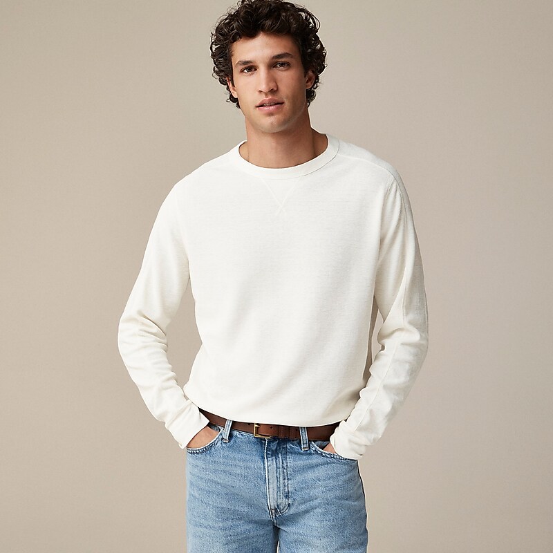 Classic Ivory J.Crew Beach thermal crewneck in linen-cotton blend | J.Crew Factory | KVYHT1584