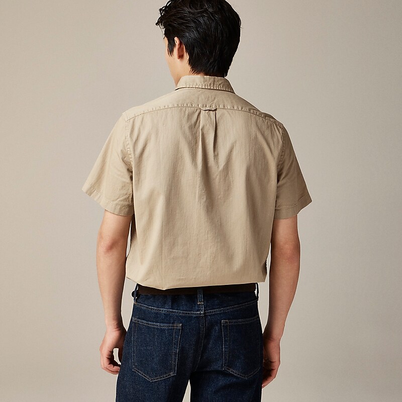 Classic Khaki J.Crew Relaxed short-sleeve midweight denim shirt | J.Crew Factory | ZDPNT1630