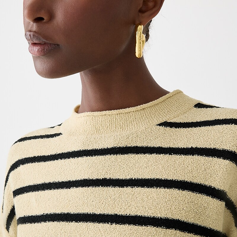 Clay Black J.Crew Cropped bouclé Rollneck™ sweater in stripe | J.Crew Factory | TQEJW4970