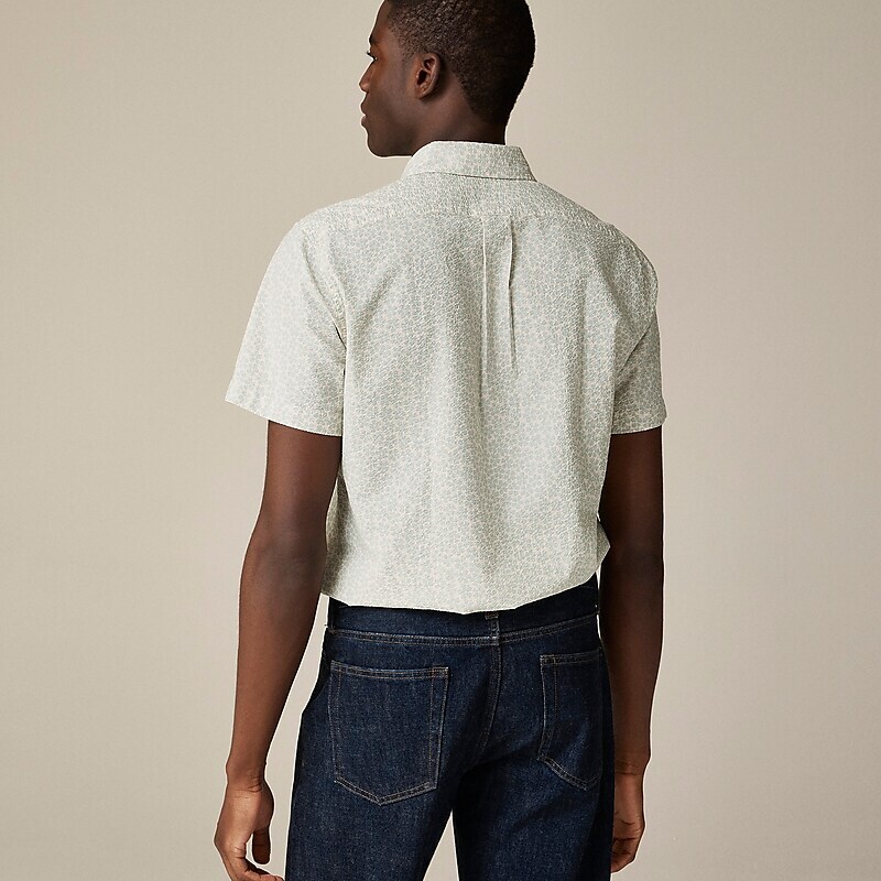 Clematis Overlay Cream J.Crew Short-sleeve seersucker shirt with point collar in print | J.Crew Factory | BRLUX8462