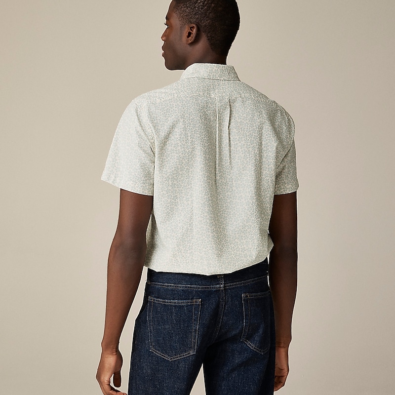 Clematis Overlay Cream J.Crew Short-sleeve yarn-dyed seersucker shirt | J.Crew Factory | RSFZB9061