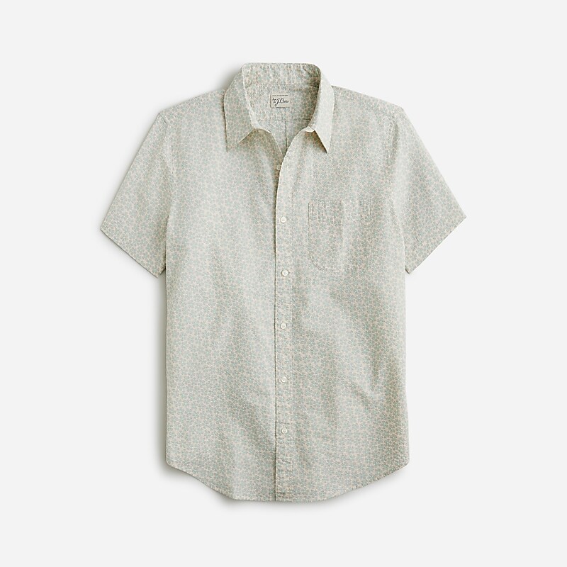 Clematis Overlay Cream J.Crew Short-sleeve yarn-dyed seersucker shirt | J.Crew Factory | RSFZB9061