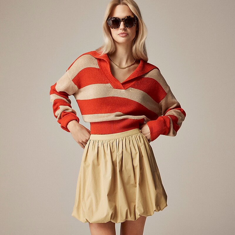 Coastal Khaki J.Crew Mini bubble-hem skirt in cotton poplin | J.Crew Factory | MJOAI1395