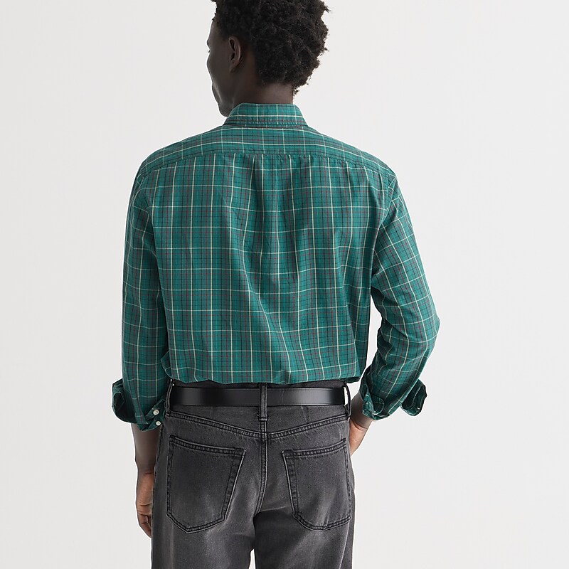 Cole Tattersall Pine Mu J.Crew Secret Wash cotton poplin shirt | J.Crew Factory | UYBCX7816