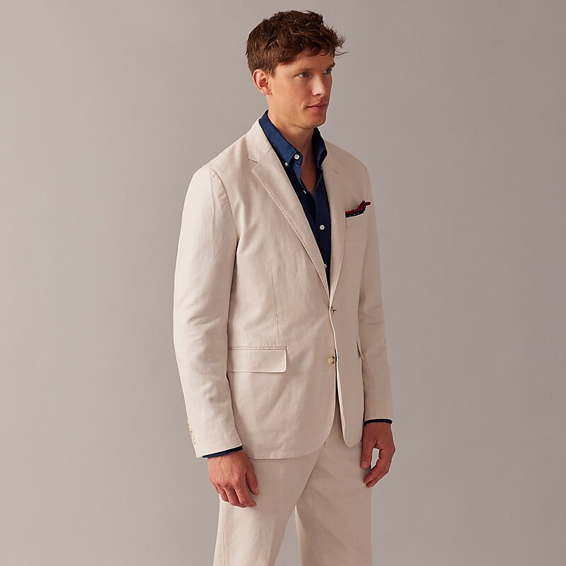 Cream J.Crew Ludlow Slim-fit unstructured suit jacket in Irish cotton-linen blend | J.Crew Factory | IQEXA7680