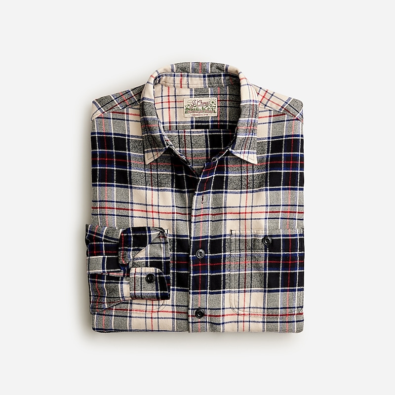 Dale Ivory Black J.Crew Midweight flannel workshirt in regenerative cotton | J.Crew Factory | SWRIK4095