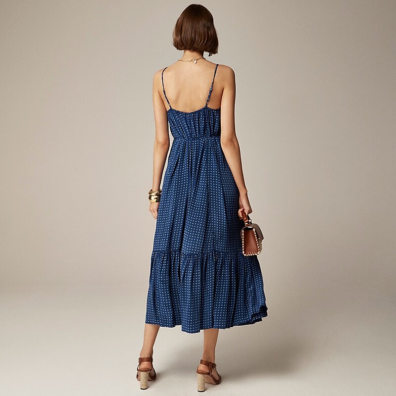 Dark Blue J.Crew Caspia dress crepe de chine | J.Crew Factory | QIMSV2931